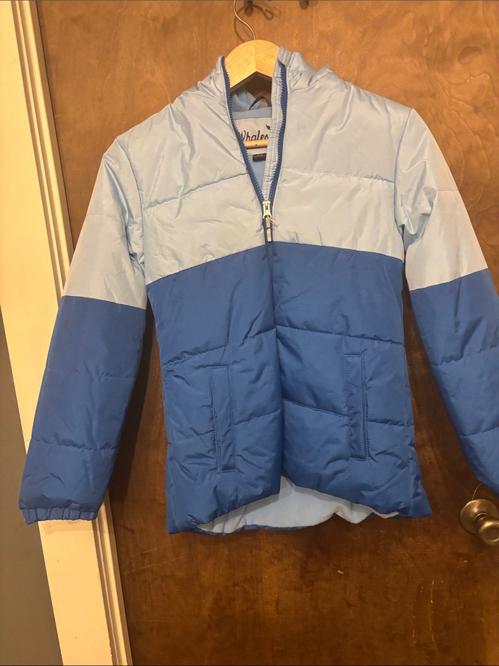Two-Tone Light Blue & Royal Blue Kids Puffer Jacket